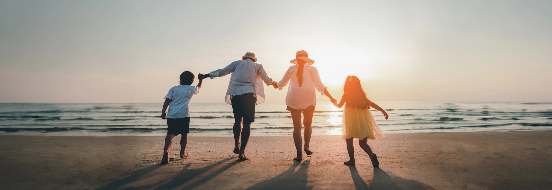 family on beach